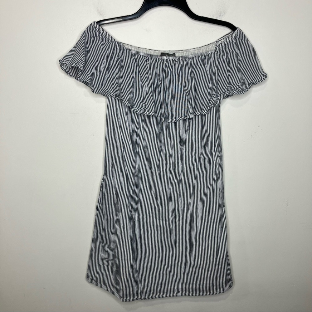 Allison Joy‎ 100% cotton off the shoulder dress women’s size medium blue & white